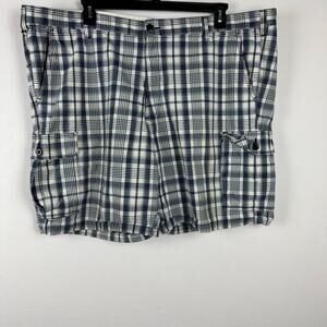 Dockers‎ Men Bermuda Plaid Shorts Cargo Size 48 Blue White Fashion Beach Summer